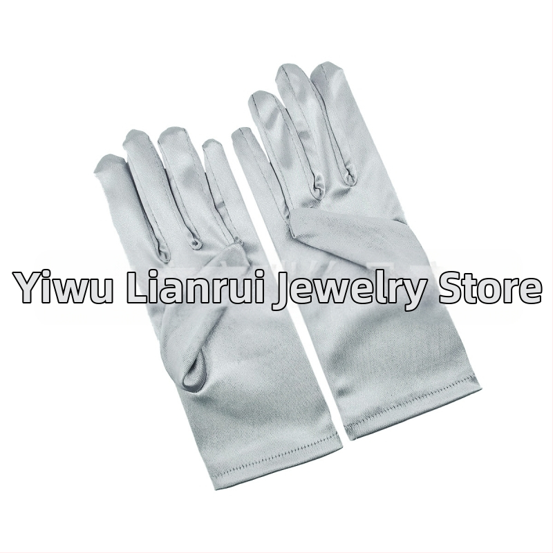 Öltöztesd fel a tiszta színű, rövid, sima szatén szatén kesztyűket Menyasszonyi, esküvői kesztyűk Halloween smink parti női rövid kesztyűk