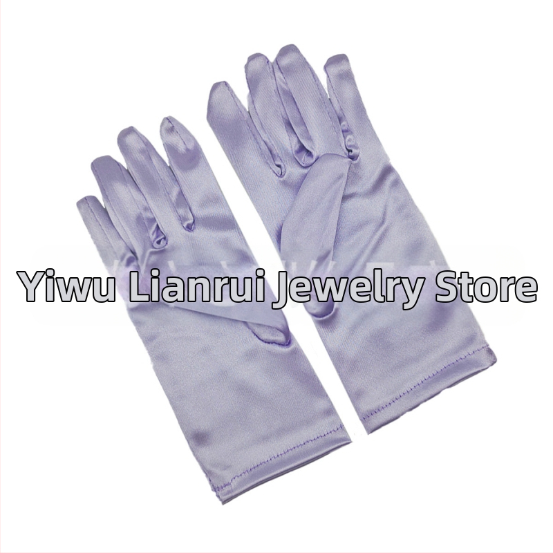 Öltöztesd fel a tiszta színű, rövid, sima szatén szatén kesztyűket Menyasszonyi, esküvői kesztyűk Halloween smink parti női rövid kesztyűk