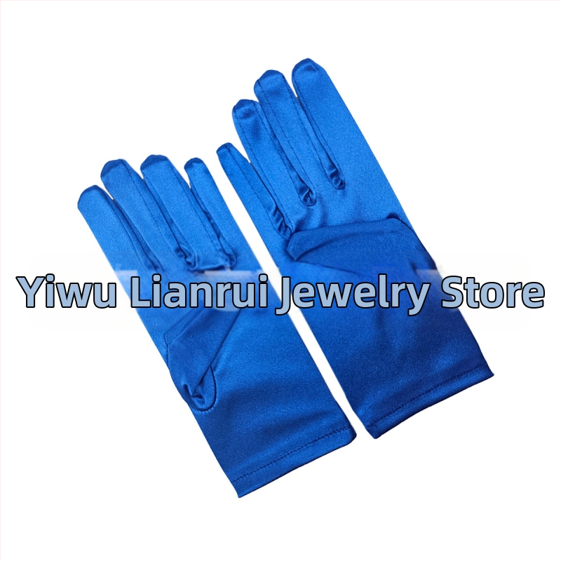 Öltöztesd fel a tiszta színű, rövid, sima szatén szatén kesztyűket Menyasszonyi, esküvői kesztyűk Halloween smink parti női rövid kesztyűk