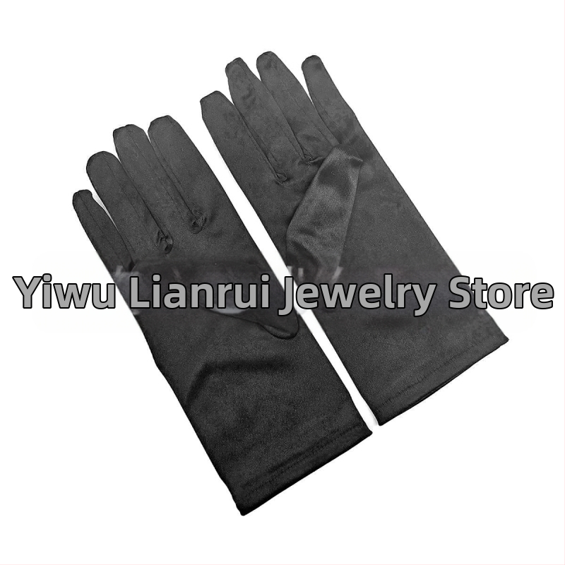 Öltöztesd fel a tiszta színű, rövid, sima szatén szatén kesztyűket Menyasszonyi, esküvői kesztyűk Halloween smink parti női rövid kesztyűk