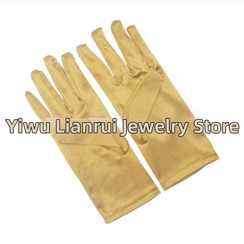 Öltöztesd fel a tiszta színű, rövid, sima szatén szatén kesztyűket Menyasszonyi, esküvői kesztyűk Halloween smink parti női rövid kesztyűk