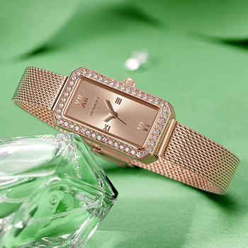 Naiste pikk ruudukujuline käekell 2024 uus teemantidega kaetud kvartskell, moodne universaalne veekindel loodete vöö
