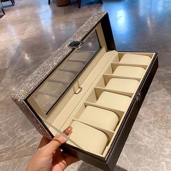 Ελαφρύ πολυτελές κουτί αποθήκευσης ρολογιών με διαμάντια, κουτί αποθήκευσης κοσμημάτων υψηλής αξίας για επιτραπέζιο υπολογιστή, διασυνοριακό Amazon temu Explosions