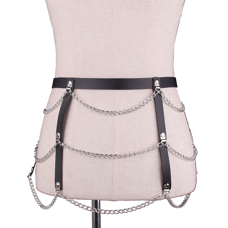 Európai és amerikai határokon átnyúló robbanások kombinációja szexi eltúlzott nyakpánt mellkasi lánc deréklánc bőr ötvözet lánc többrétegű bojtos ékszerek