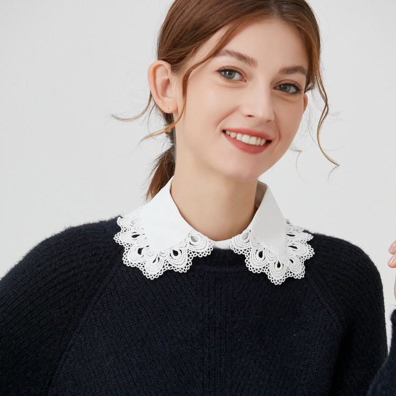 Lótuszlevél gomba szélű baba nyakörv, hamis nyakörv, fehér csipkés kendő, dekoratív nyakörv, határokon átnyúló gyártó, nagykereskedelem