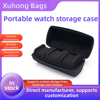 Tiesioginio gamyklinio pardavimo Eva laikrodžių dėžutė, atspari vandeniui ir kritimui, trijų padėčių juodas laikrodžių krepšys, nešiojama Eva laikrodžių laikymo dėžutė.