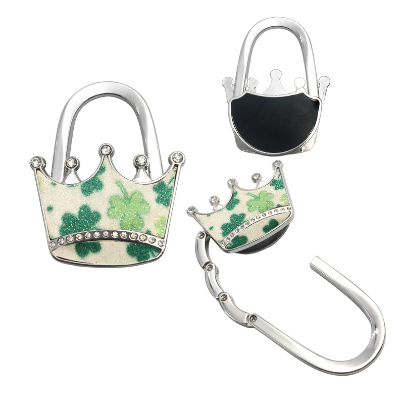 Határokon átnyúló e-kereskedelmi vázlat kreatív összecsukható táskaakasztó csillámos bőr korona táskaakasztó összecsukható asztali karácsonyi harisnyaakasztó