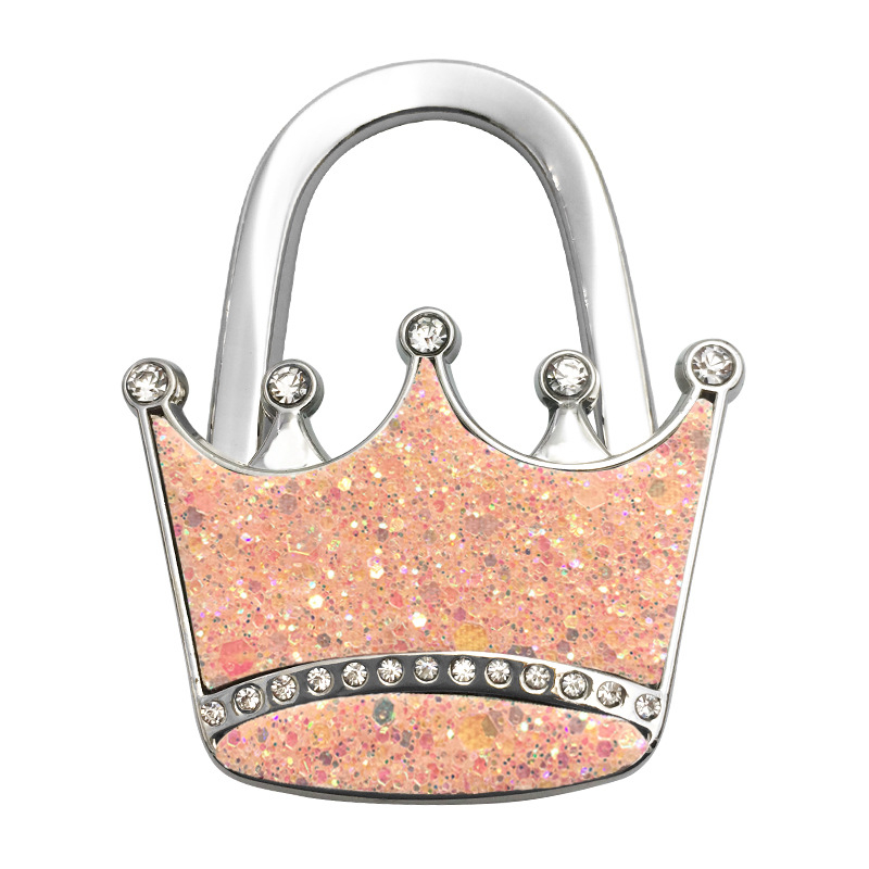 Határokon átnyúló e-kereskedelmi vázlat kreatív összecsukható táskaakasztó csillámos bőr korona táskaakasztó összecsukható asztali karácsonyi harisnyaakasztó