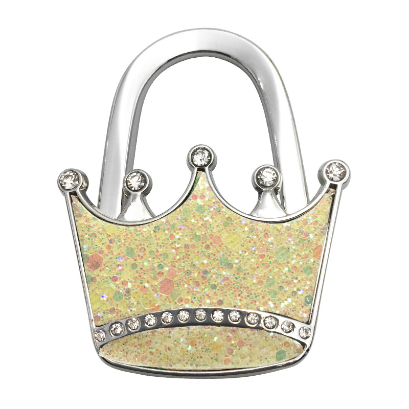 Határokon átnyúló e-kereskedelmi vázlat kreatív összecsukható táskaakasztó csillámos bőr korona táskaakasztó összecsukható asztali karácsonyi harisnyaakasztó