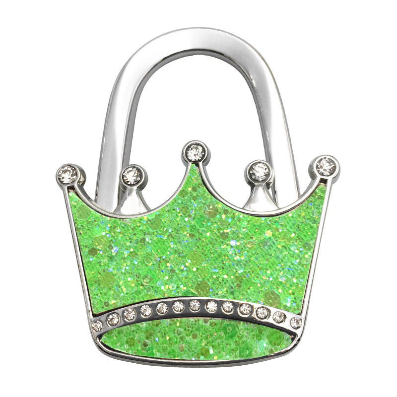 Határokon átnyúló e-kereskedelmi vázlat kreatív összecsukható táskaakasztó csillámos bőr korona táskaakasztó összecsukható asztali karácsonyi harisnyaakasztó