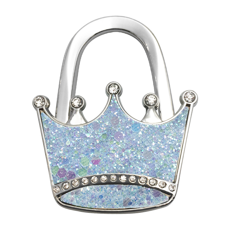 Határokon átnyúló e-kereskedelmi vázlat kreatív összecsukható táskaakasztó csillámos bőr korona táskaakasztó összecsukható asztali karácsonyi harisnyaakasztó