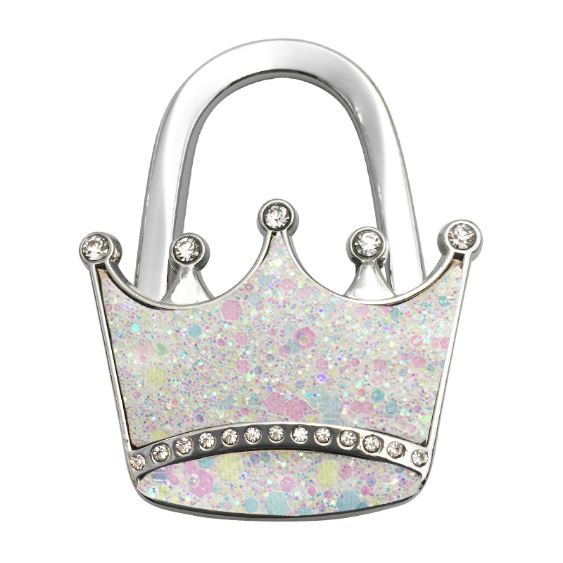 Határokon átnyúló e-kereskedelmi vázlat kreatív összecsukható táskaakasztó csillámos bőr korona táskaakasztó összecsukható asztali karácsonyi harisnyaakasztó