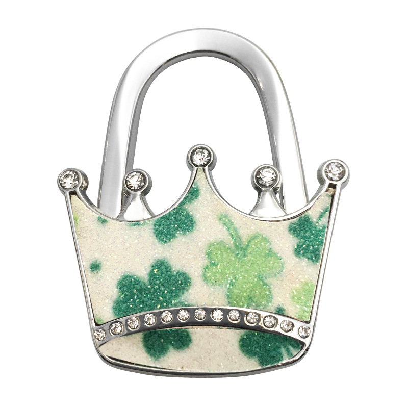 Határokon átnyúló e-kereskedelmi vázlat kreatív összecsukható táskaakasztó csillámos bőr korona táskaakasztó összecsukható asztali karácsonyi harisnyaakasztó