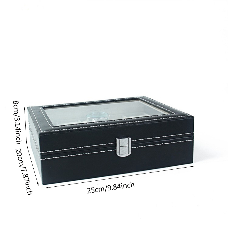 Sandėlyje yra 10 kortelių laikrodžių odinė dėžutė su langeliu laikrodžių pakuotė odinė dėžutė speciali laikrodžių laikymo dėžutė