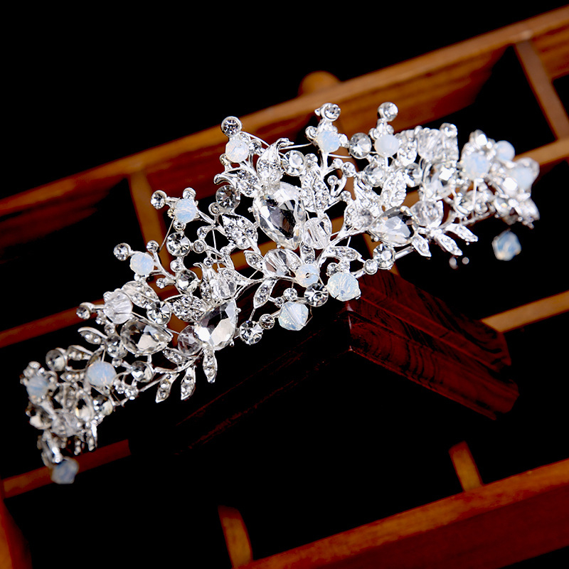 Pruudi kroon, tipptasemel kividega Euroopa stiilis kuldne käsitöökroon, tiaara, juukseaksessuaarid, sünnipäevapeo pulmapeavõru aksessuaarid