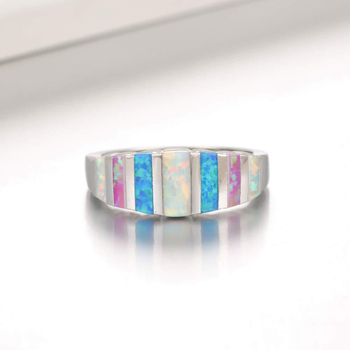 Amazon Explosions Rainbow White Blue Pink Colorblock Opal Ring Opal Ring