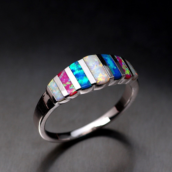 Amazon Explosions Rainbow White Blue Pink Colorblock Opal Ring Opal Ring