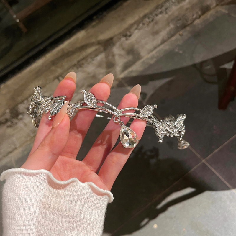 Korona Erdő Levél Vízcsepp Fejpánt Tele Gyémántokkal Menyasszonyi Homlokdísz Szuper Tündér Szökevény Hercegnő Fejpánt Nyaklánc Európai és Amerikai