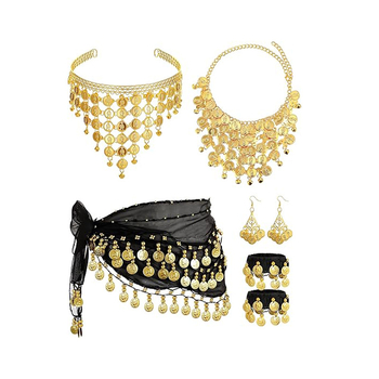 Amazon hastánc deréklánc öltöny szépség érme fej karika 72 érme deréklánc karkötő nyaklánc fülbevaló fém ékszerek nőknek