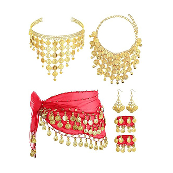 Amazon Belly Dance Waist Chain Suit Beauty Coin Head Hoop 72 Coin Waist Chain Bracelet Κολιέ Σκουλαρίκια Μεταλλικά Κοσμήματα Γυναικεία