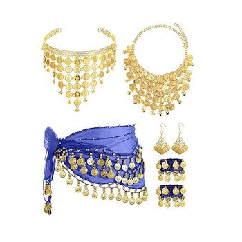 Amazon Belly Dance Waist Chain Suit Beauty Coin Head Hoop 72 Coin Waist Chain Bracelet Κολιέ Σκουλαρίκια Μεταλλικά Κοσμήματα Γυναικεία