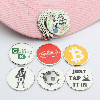 Új kreatív zománc UV nyomtatású golyójel jelölés golf ajándék fém mangán acél sapka klip jelölővel