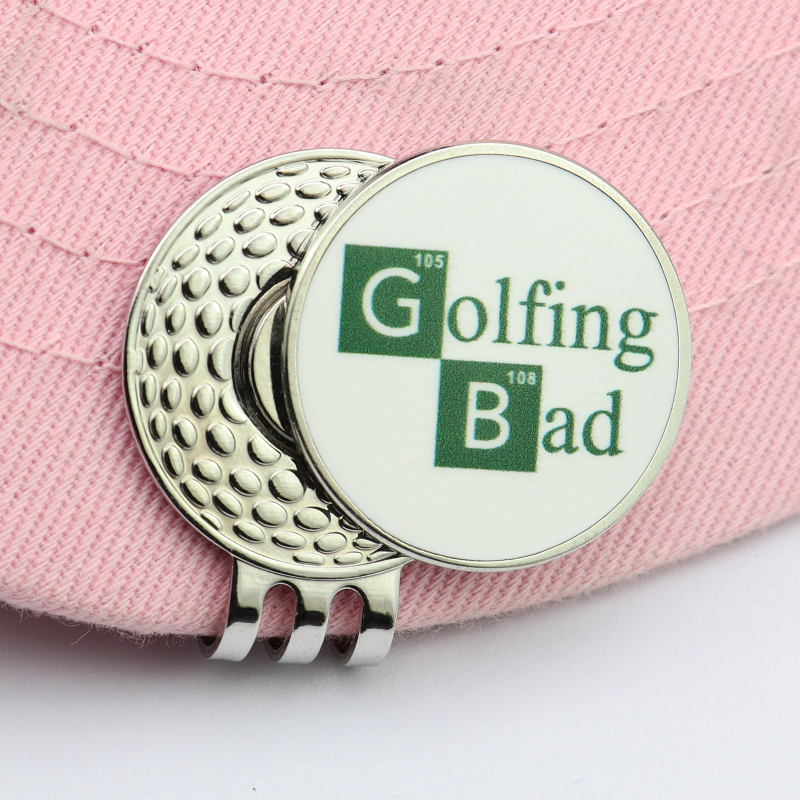 Új kreatív zománc UV nyomtatású golyójel jelölés golf ajándék fém mangán acél sapka klip jelölővel