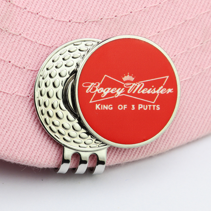Új kreatív zománc UV nyomtatású golyójel jelölés golf ajándék fém mangán acél sapka klip jelölővel