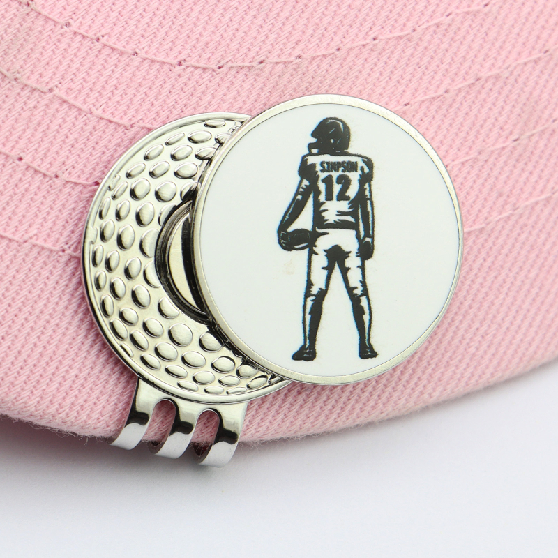 Új kreatív zománc UV nyomtatású golyójel jelölés golf ajándék fém mangán acél sapka klip jelölővel