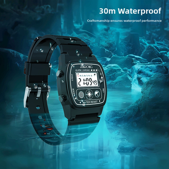 Meeste ja naiste spordi digitaalsed kellad, veekindel 30 m, PU rihm, multifunktsionaalne väikese ruudukujulise ekraaniga digitaalkell