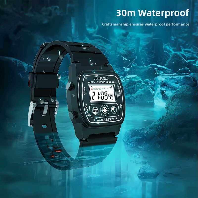 Мъжки и дамски спортни дигитални часовници, водоустойчиви 30 м, PU каишка, многофункционални с малък квадратен дисплей