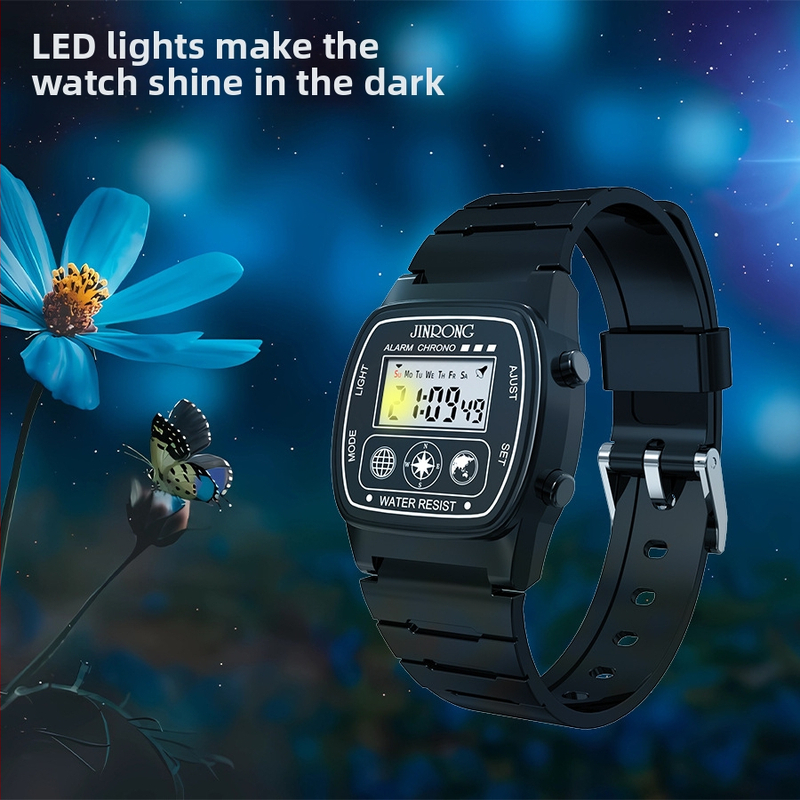 Мъжки и дамски спортни дигитални часовници, водоустойчиви 30 м, PU каишка, многофункционални с малък квадратен дисплей