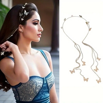 Új gyöngy gyémánt pillangó bojtos hajpánt dizájn kézzel készített ötvözet haj kiegészítők fejpánt mori csúcskategóriás fejfedők