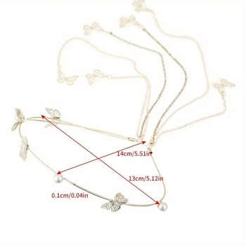 Νέα κορδέλα μαλλιών με διαμάντια και φούντα από πεταλούδα με σχέδιο μαργαριταριού και διαμάντι, χειροποίητα αξεσουάρ μαλλιών από κράμα, κορδέλα Mori υψηλής ποιότητας για τα μαλλιά