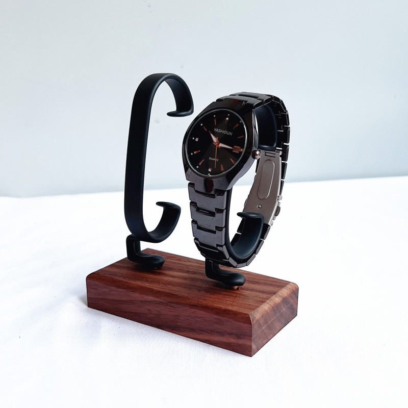 Új kreatív fekete dió aljú óraállvány, együléses óratartó, páros órakiállító állvány, óratároló állvány, óratartó