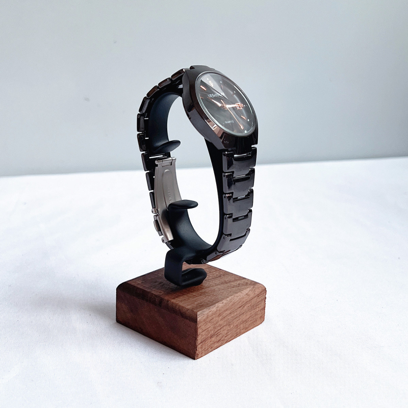 Új kreatív fekete dió aljú óraállvány, együléses óratartó, páros órakiállító állvány, óratároló állvány, óratartó