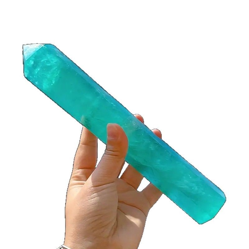 Kristályoszlop gyártók tókék fluorit egyágú hatszögletű prizma zöld fluorit prizma fluorit kő polírozott kristálytorony nagykereskedelem