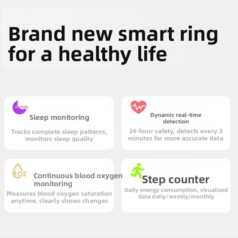 Трансграничен пръстен за наблюдение на пулса, кръвен кислород, сън, спортен крачкомер, водоустойчив, носим, смарт пръстен, нов модел