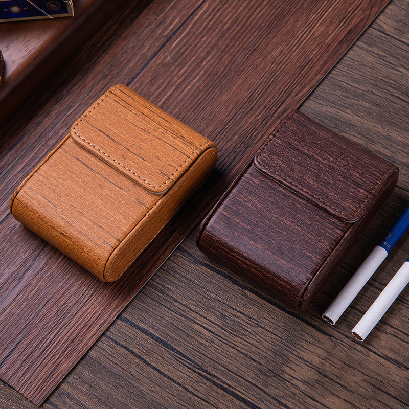 Gyári nagykereskedelmi új férfi cigarettacsomag cigarettatartó 20 új hordozható, kiváló minőségű bőr cigarettatartó nyomáscsökkentővel