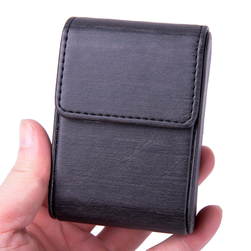 Gyári nagykereskedelmi új férfi cigarettacsomag cigarettatartó 20 új hordozható, kiváló minőségű bőr cigarettatartó nyomáscsökkentővel