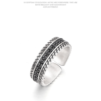 Νέο δαχτυλίδι τροχού Huayoule για άνδρες, μοντέρνο δαχτυλίδι με ρετρό ένθετο πέτρινο δαχτυλίδι για αγόρια με ρύθμιση ανοίγματος ελαστικού