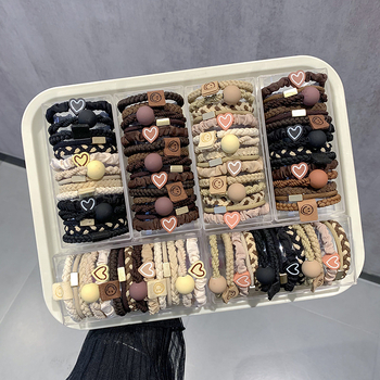 Γυναικεία, αναβαθμισμένη, χοντρή, καφέ λαστιχένια κορδέλα αλογοουρά 5 τεμαχίων, απλή, μη τραυματιστική, ανθεκτική, αξεσουάρ μαλλιών