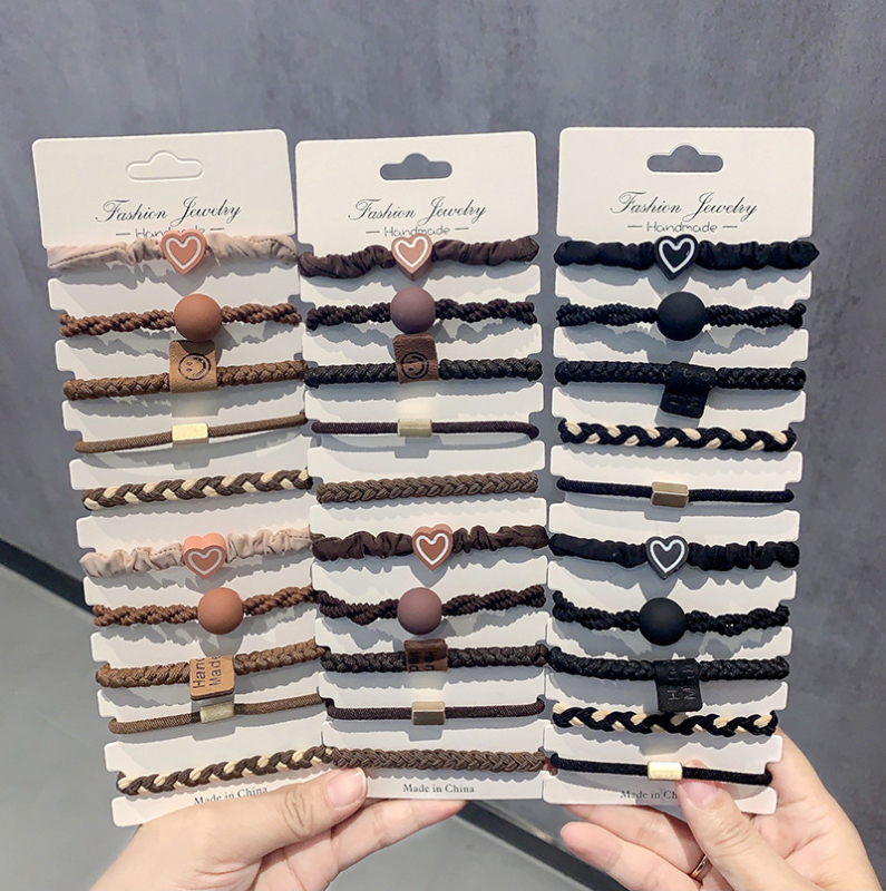 Γυναικεία, αναβαθμισμένη, χοντρή, καφέ λαστιχένια κορδέλα αλογοουρά 5 τεμαχίων, απλή, μη τραυματιστική, ανθεκτική, αξεσουάρ μαλλιών