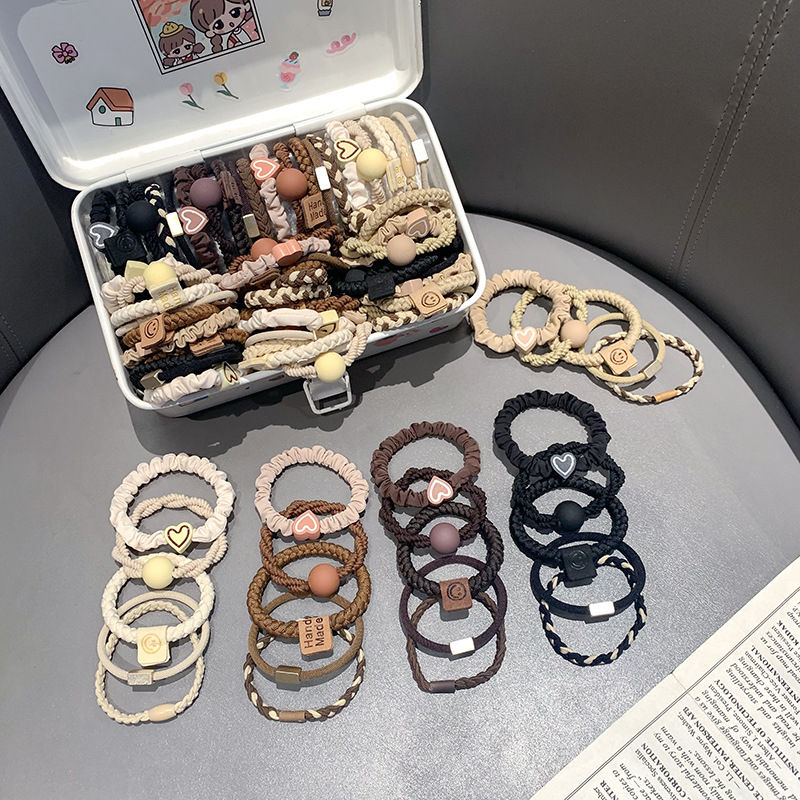 Γυναικεία, αναβαθμισμένη, χοντρή, καφέ λαστιχένια κορδέλα αλογοουρά 5 τεμαχίων, απλή, μη τραυματιστική, ανθεκτική, αξεσουάρ μαλλιών