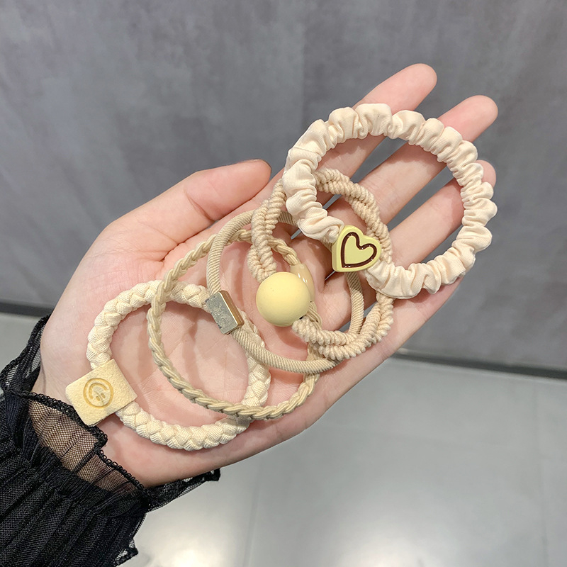 Γυναικεία, αναβαθμισμένη, χοντρή, καφέ λαστιχένια κορδέλα αλογοουρά 5 τεμαχίων, απλή, μη τραυματιστική, ανθεκτική, αξεσουάρ μαλλιών