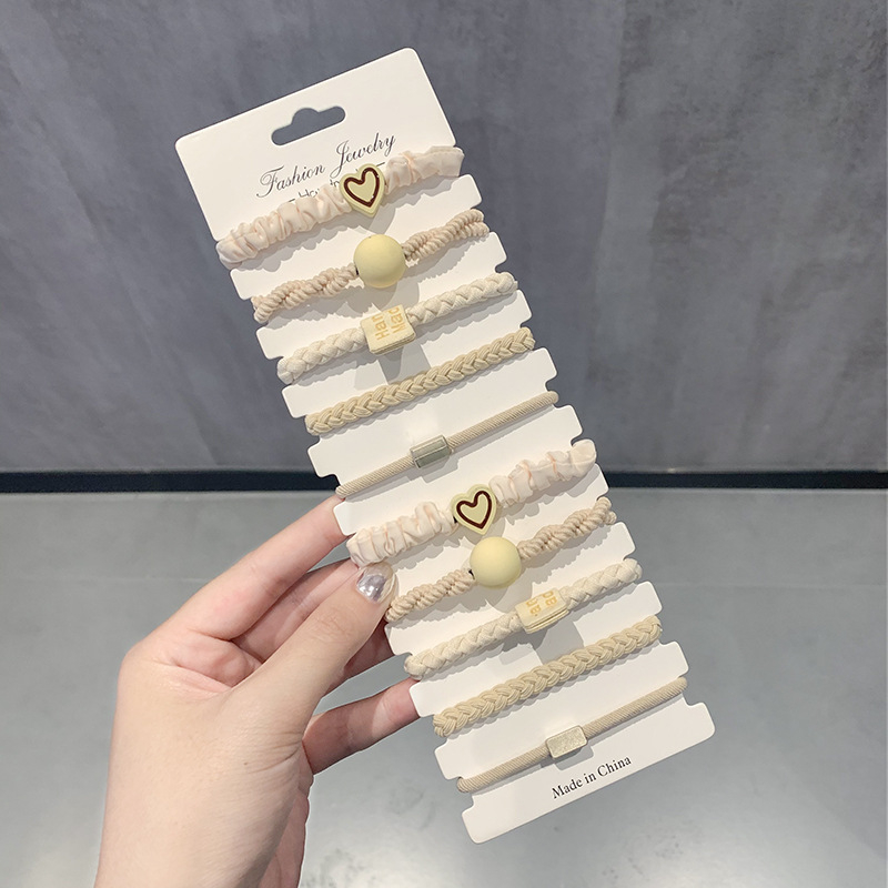 Γυναικεία, αναβαθμισμένη, χοντρή, καφέ λαστιχένια κορδέλα αλογοουρά 5 τεμαχίων, απλή, μη τραυματιστική, ανθεκτική, αξεσουάρ μαλλιών