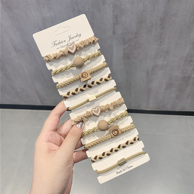 Γυναικεία, αναβαθμισμένη, χοντρή, καφέ λαστιχένια κορδέλα αλογοουρά 5 τεμαχίων, απλή, μη τραυματιστική, ανθεκτική, αξεσουάρ μαλλιών