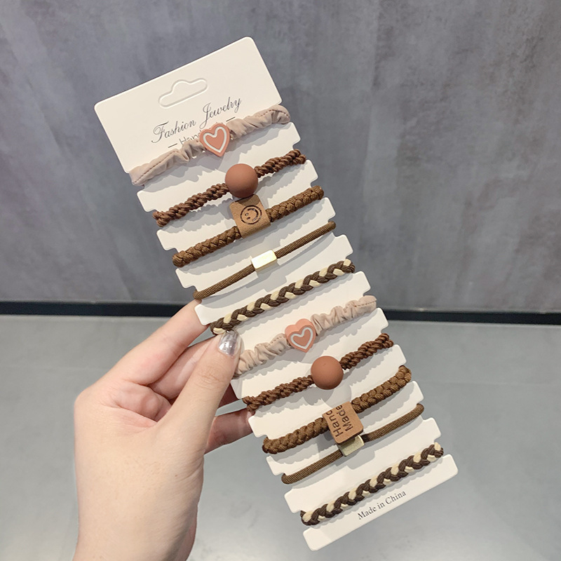 Γυναικεία, αναβαθμισμένη, χοντρή, καφέ λαστιχένια κορδέλα αλογοουρά 5 τεμαχίων, απλή, μη τραυματιστική, ανθεκτική, αξεσουάρ μαλλιών