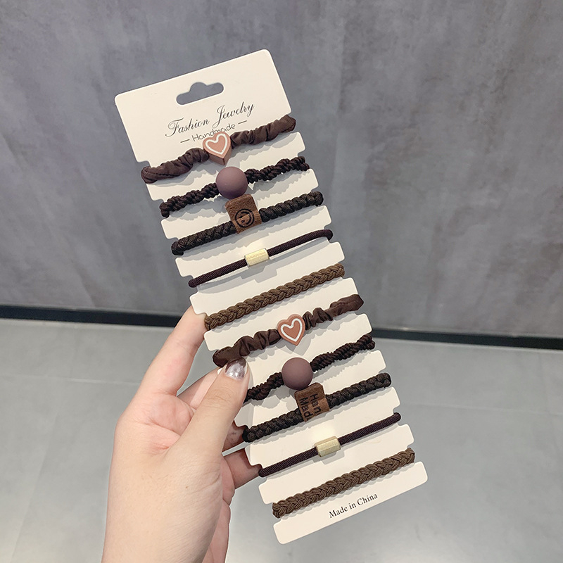 Γυναικεία, αναβαθμισμένη, χοντρή, καφέ λαστιχένια κορδέλα αλογοουρά 5 τεμαχίων, απλή, μη τραυματιστική, ανθεκτική, αξεσουάρ μαλλιών