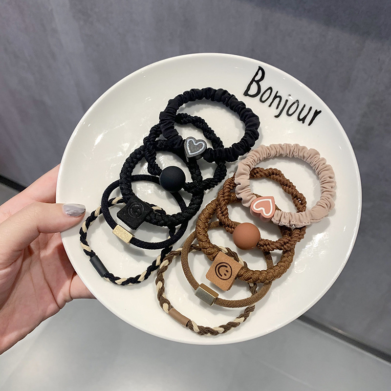 Γυναικεία, αναβαθμισμένη, χοντρή, καφέ λαστιχένια κορδέλα αλογοουρά 5 τεμαχίων, απλή, μη τραυματιστική, ανθεκτική, αξεσουάρ μαλλιών